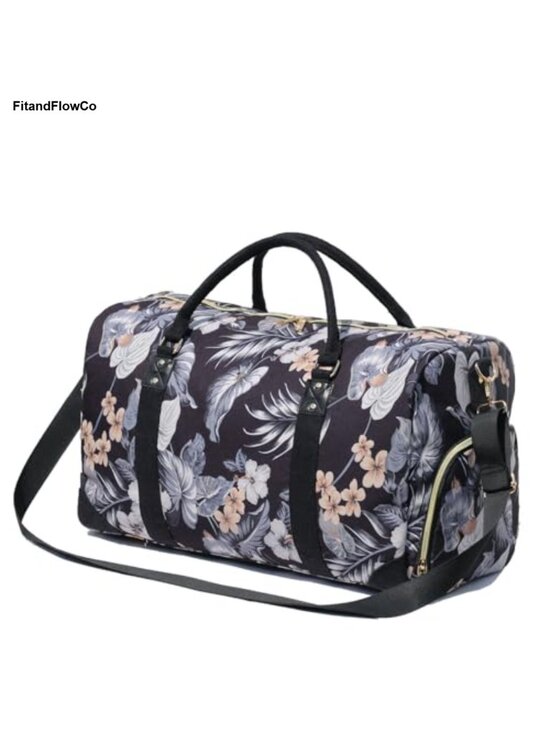 Handbags - Canvas Linen Travel Duffle Weekender Bag with Shoe Compartment Carry On